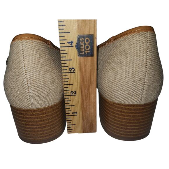 Liz Claiborne LC Fredson Women’s 11WD Block Heel Tan Canvas Faux Leather Shoe - Picture 9 of 11